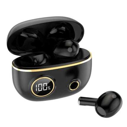TWS Wireless Earbuds For Running Gym And Daily Commute black Bluetooth earbuds with charging case and LED battery display