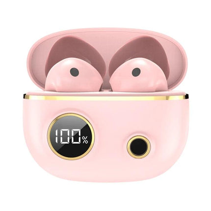 TWS Wireless Earbuds For Running Gym And Daily Commute pink waterproof Bluetooth 5.2 earbuds with charging case display
