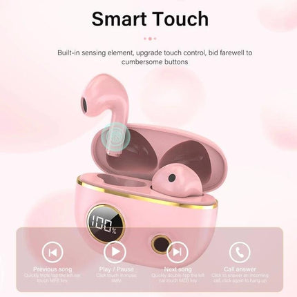 TWS Wireless Earbuds For Running Gym And Daily Commute pink waterproof Bluetooth 5.2 earbuds with smart touch case