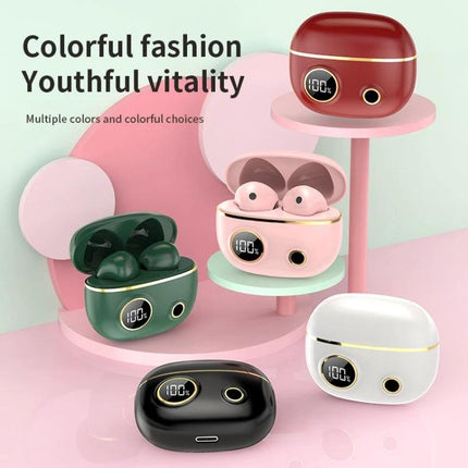 TWS Wireless Earbuds For Running Gym And Daily Commute pink green black white red charging case with LED display and open earbuds