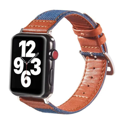 Leather Canvas Buckle Strap For Apple Watch 38-45mm