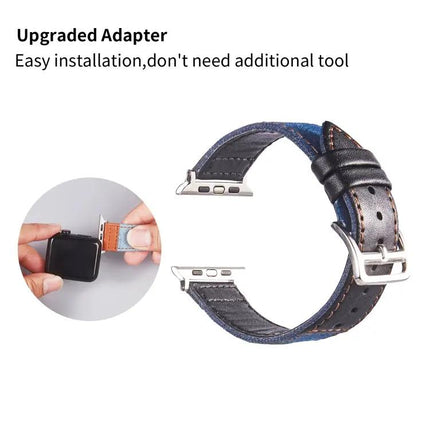 Leather Canvas Buckle Strap For Apple Watch 38-45mm