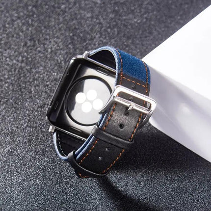 Leather Canvas Buckle Strap For Apple Watch 38-45mm