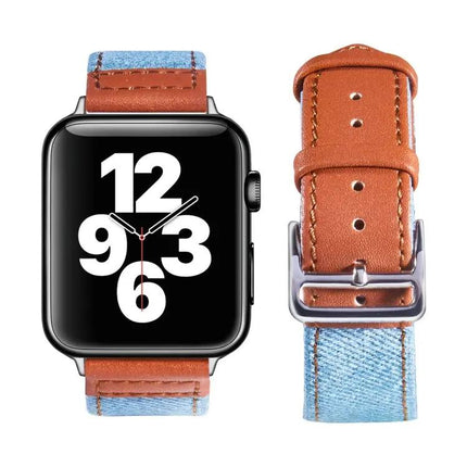 Leather Canvas Buckle Strap For Apple Watch 38-45mm