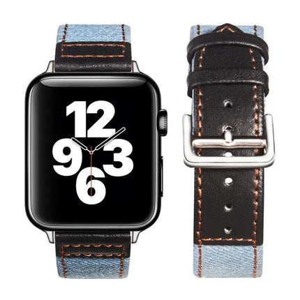 Leather Canvas Buckle Strap For Apple Watch 38-45mm