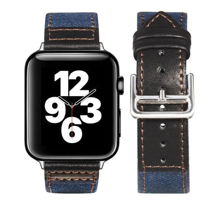 Leather Canvas Buckle Strap For Apple Watch 38-45mm