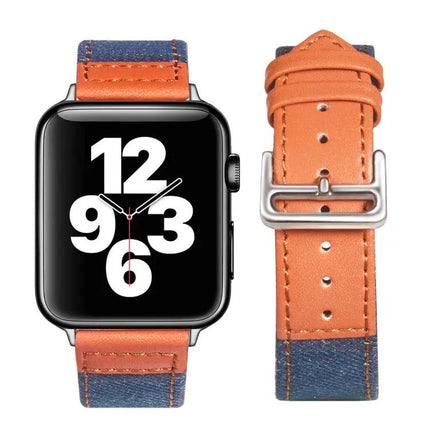 Leather Canvas Buckle Strap For Apple Watch 38-45mm