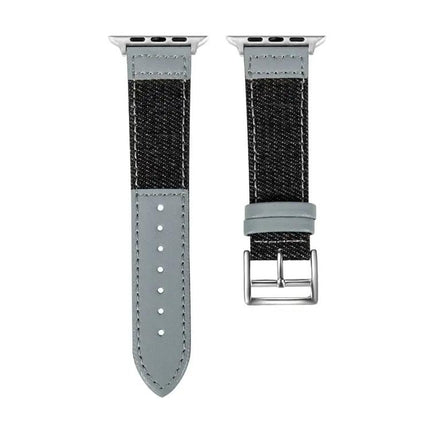 Denim Canvas Leather Replacement Watch Band For Apple Watch