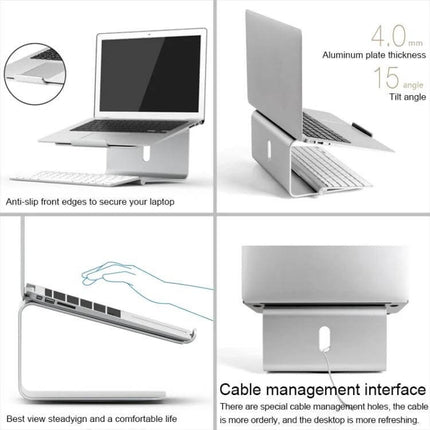 Aluminum Adjustable Laptop Stand for 11-17 Inch Laptops elevated ergonomic aluminum alloy stand with cable management and anti-slip front edges