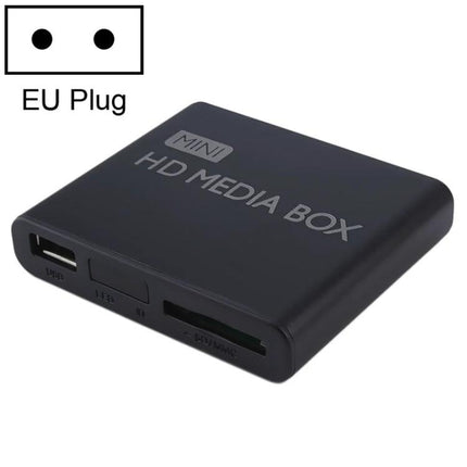 Compact External Multimedia Player for Home and Commercial Use - black mini HD media box with USB and SD card slots