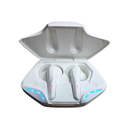True Wireless In Ear Earbuds With Low Latency For Mobile Gaming compact white TWS-G11 case with LED indicators and earbuds