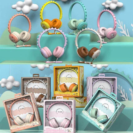 Kids Cartoon Wired Headphones With Microphone For Learning pink pastel kids headset for online classes and play