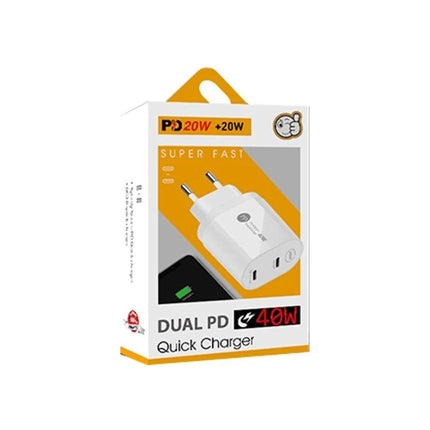 Keep your devices powered for daily use with EU plug charger - white dual PD 40W quick charger in retail box