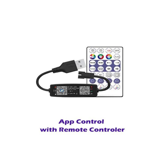 LED Light Strip Controller With Bluetooth App Remote USB module and IR remote for smartphone app color, brightness, and music sync control