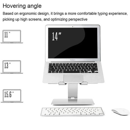 Aluminum Alloy Laptop Stand with Adjustable Height for Ergonomic Use - ergonomic hovering angle shown with 11",13",14",15.6" laptops