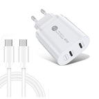 EU Plug + Type-C to Type-C Cable / White