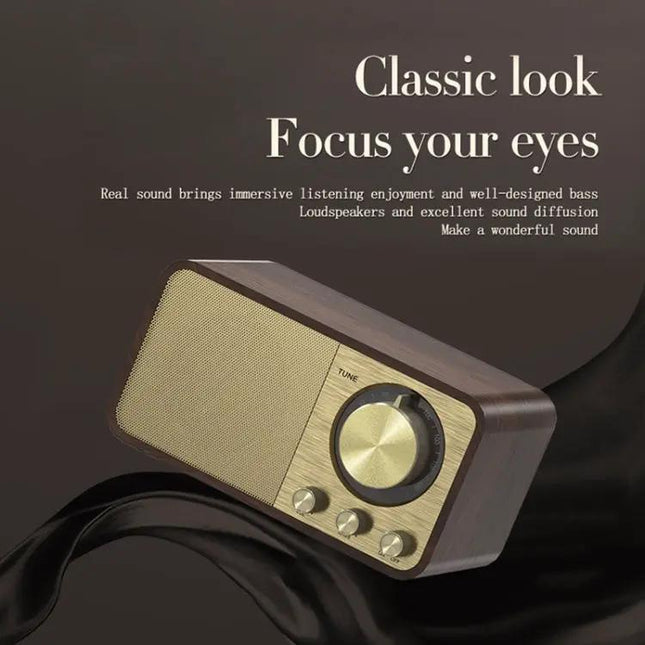 Retro Wood Bluetooth 5.0 Speaker FM Radio TF Card AUX In | Syndmart