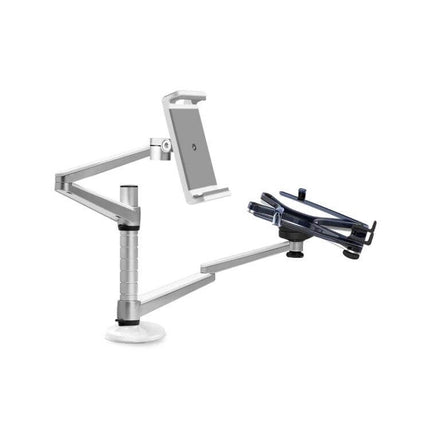 Adjustable Desk Stand for Laptops and Tablets Up to 16 Inches with dual-arm aluminum alloy mount for better posture and stable viewing