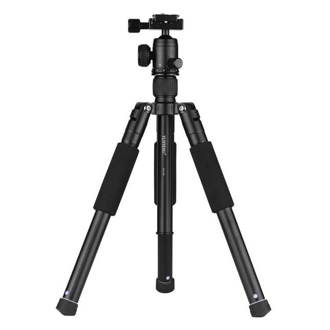 Portable Aluminum Tripod Monopod with Adjustable Ball Head shown folded-out on white background for travel and outdoor photography