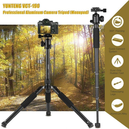 Portable Aluminum Tripod Monopod with Adjustable Ball Head shown set up in a forest for stable outdoor photography