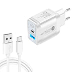 EU Plug + USB to Type-C Cable / White