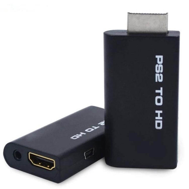 HDMI Converter for PS2 Gaming with 3.5mm Audio Output - compact PS2 to HDMI adapter with headphone jack for HDTVs and monitors