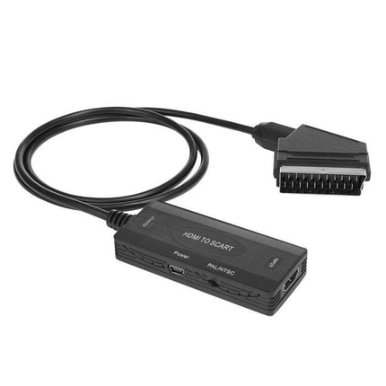 High-Definition HDMI to SCART Video Converter for Older TVs - black plug-and-play HDMI to SCART adapter with cable