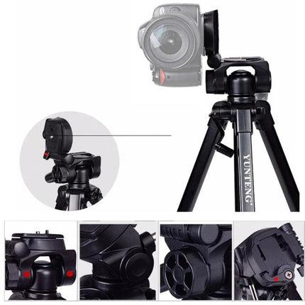 YUNTENG Aluminum Alloy Tripod for Stable Camera Support - lightweight portable tripod with adjustable legs, bubble level and secure camera mount