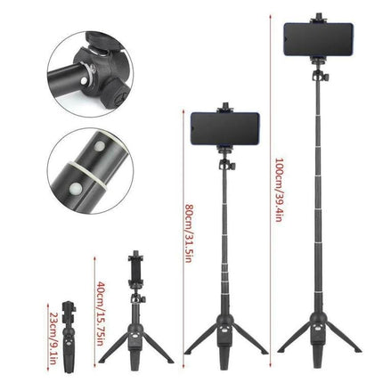 Yunteng Handheld Tripod For Daily Smartphone Photography compact selfie stick tripod with remote, folds to 23cm and extends to 100cm for steady shots