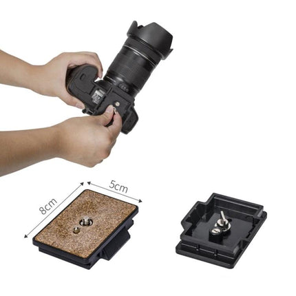 Yunteng Aluminum Tripod for Cameras and Travel Photography quick-release cork mounting plate shown with DSLR for stable travel shots