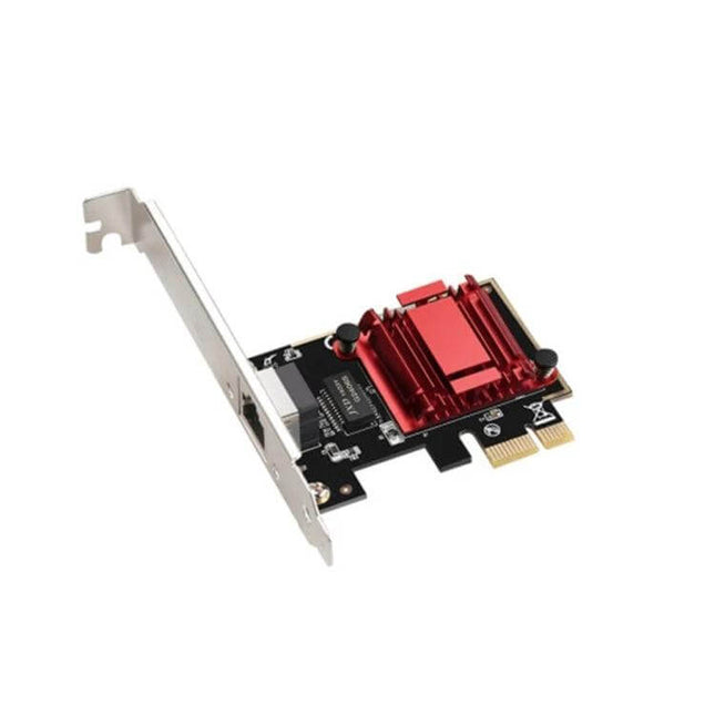 Gigabit Ethernet Network Card for Desktop Computer Connections with Intel 1210AT PCI-E, red heatsink, single RJ45 port, low-latency wired networking