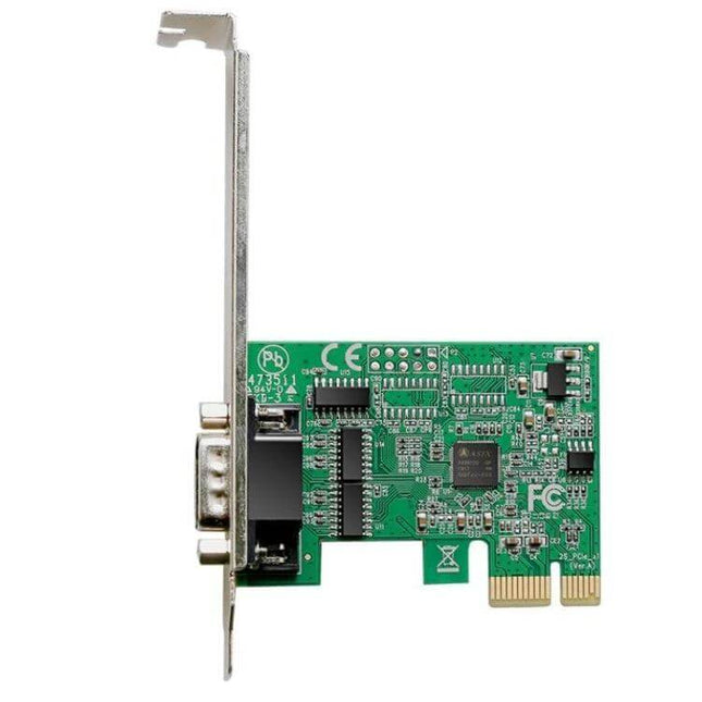 PCI-E Expansion Card for Adding a Serial Port to Computers — low-profile single RS232 serial port PCIe card for legacy devices