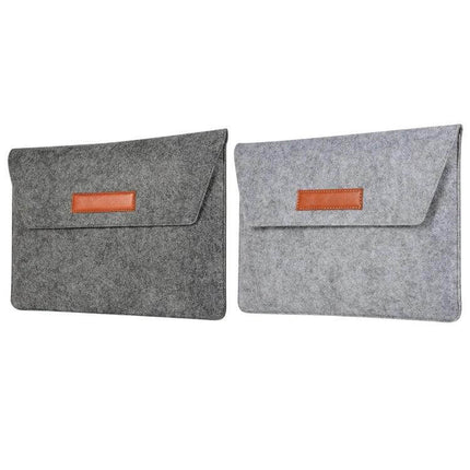 Felt Protective Sleeve for 12, 13, and 15-Inch Laptops - two felt laptop sleeves with handle and leather accent, gray and light gray