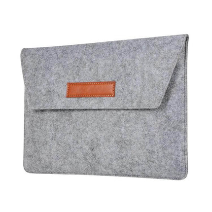 Felt Protective Sleeve for 12, 13, and 15-Inch Laptops, gray felt sleeve with leather handle for commuting and everyday protection