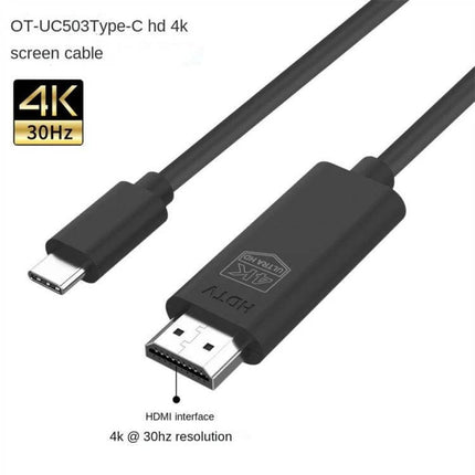 4K USB-C to HDMI Cable for High-Resolution Device Connections – black USB-C to HDMI 4K @30Hz cable for monitors and TVs