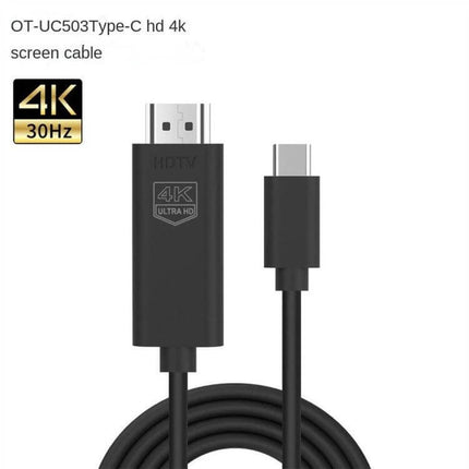 4K USB-C to HDMI Cable for High-Resolution Device Connections - black 4K HDMI to USB-C cable for monitors, TVs, presentations, and video conferencing