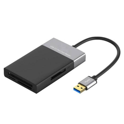 USB 3.0 Hub with Multiple Card Readers for Device Connections - compact USB 3.0 card reader for SD, CF, microSD file transfers