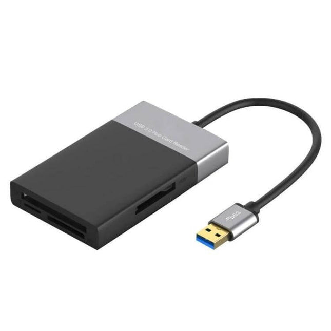USB 3.0 Hub with Multiple Card Readers for Device Connections - compact USB 3.0 card reader for SD, CF, microSD file transfers