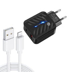 EU Plug + USB to 8 Pin Cable / Black