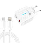 EU Plug + Type-C to 8 Pin Cable / White
