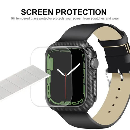 ENKAY Carbon Fiber Case PET Screen For Apple Watch 41/45mm