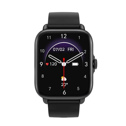 Smart Watch as a Daily Companion for Everyday Situations - black smartwatch showing heart rate, steps, notifications and weather on display