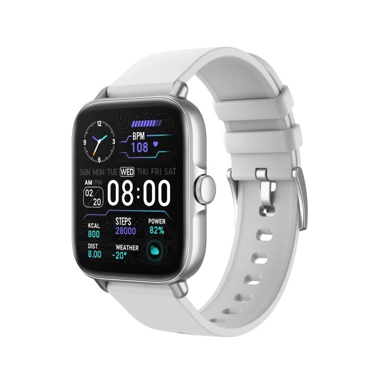 Smart Watch as a Daily Companion for Everyday Situations - silver smartwatch with fitness stats, Bluetooth calling, heart rate display, white strap