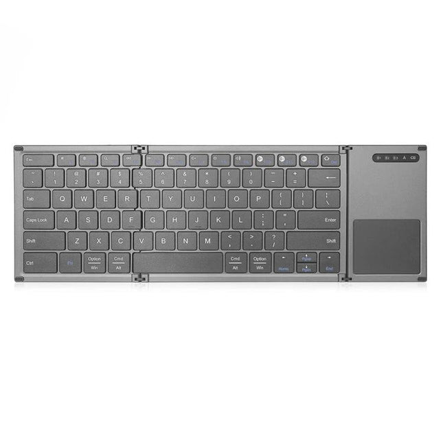Foldable Wireless Bluetooth Keyboard for Mobile Typing compact gray foldable keyboard with touchpad for smartphone and tablet productivity