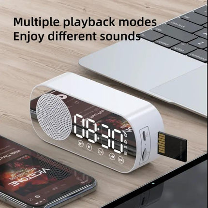 Compact Mirror Alarm Clock With Bluetooth For Travel | Syndmart