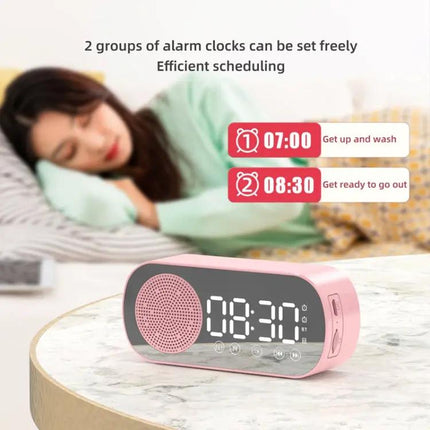 Compact Mirror Alarm Clock With Bluetooth For Travel | Syndmart