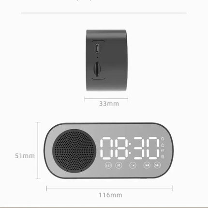 Compact Mirror Alarm Clock With Bluetooth For Travel | Syndmart