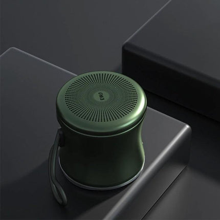 EWA Portable Speaker Pocket Sized For Travel And Jogging compact green Bluetooth speaker with stainless steel accents for travel