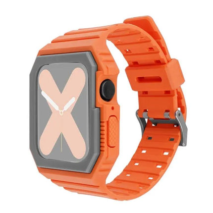 Silicone Watch Band With Protective Case Compatible 38-45mm