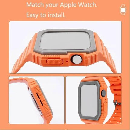 Silicone Watch Band With Protective Case Compatible 38-45mm